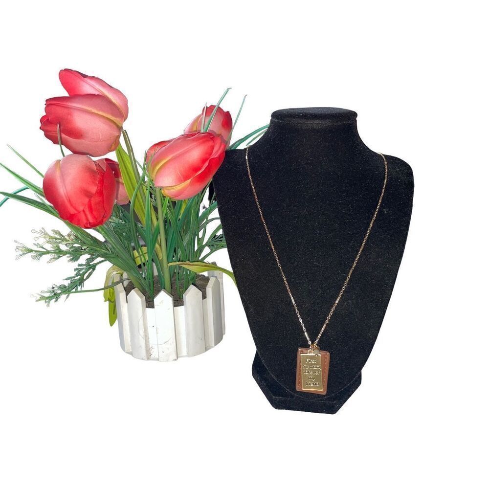 Engraved “First My Mom Forever My Friend” Faux Leather Gold Necklace